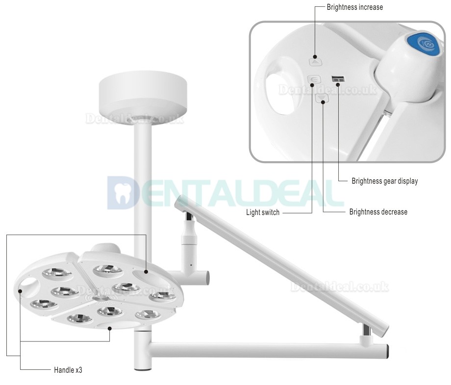 KWS KD-2012D-5 90W Ceiling-Mounted Dental Surgical Light Shadowless LED Surgery Lamp